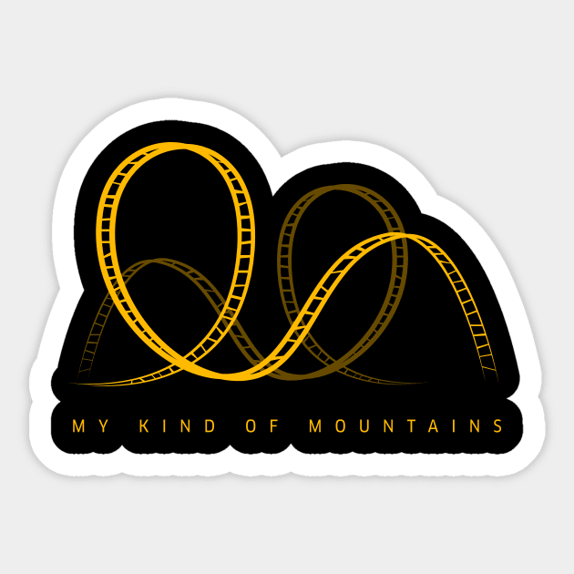 My Kind Of Mountains Roller Coaster Yellow Design Sticker by PerttyShirty